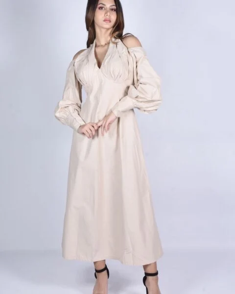 Bej Özel Gün Elbisesi (Demo Ürün) – temsili moda fotoğrafı